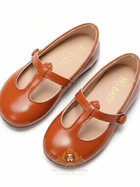 NWT Pretty Girls Mary Jane Flats Vintage Style Cute Children's Shoes Orange 5.5